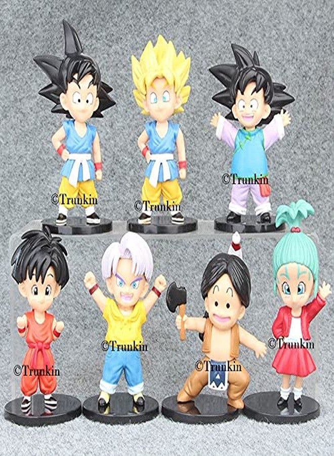 Trunkin Dbz Set Of 7 Action Figures Childhood Ver. 10 cms Anime Figurines Super Saiyan Goten Trunks Pan Vegeta Dolls Toys Anime Dbz Polyvinyl Chloride Collectible Model Toy,Multicolor - Image 1